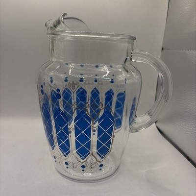 Vintage Modern Anchor Hocking Royal Blue Iced Tea Juice Water Cocktail Pitcher