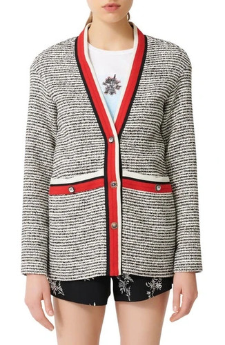 Maje Women's Cardigan Size 36 FR / S Tweed Buttons MFPVE00163
