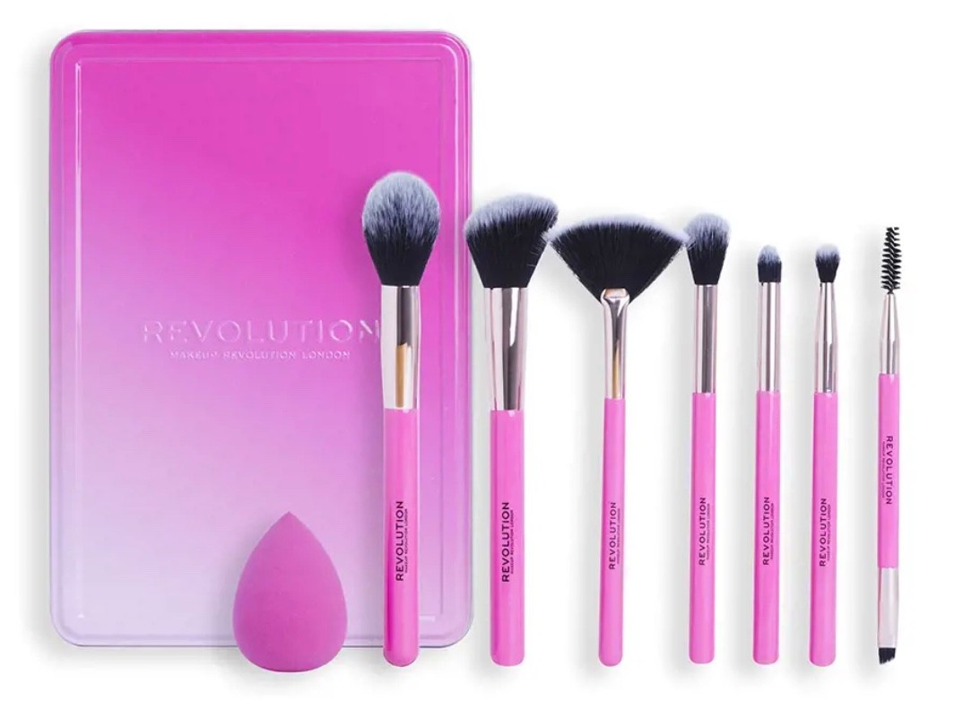 Revolution The Brush Edit Gift Set De Pinceaux 8 Piece Make Up Brush Set Tin Box