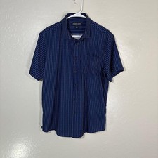 Mizzen Main Leeward Shirt Mens Large Blue Geometric Short Sleeve Button Up