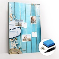 Magnetwand Glas Mit Marker Schwamm Magneten Hellblaue Strandbretter 60X90 Cm