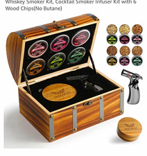 MATAFAT Whiskey Cocktail Smoker Kit Infuser Set w/ 6 Wood Chips Brown
