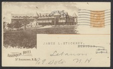 1923 CPR 65B 1c Admiral Sepia View Card Algonquin Hotel Earnings to USA