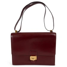 72221 auth HERMES Rouge H burgundy Box leather SAC A DEPECHES 26 Shoulder Bag