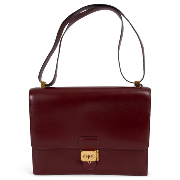 72221 echt HERMES Rouge H burgunder Box Leder SAC A DEPECHES 26 Schultertasche
