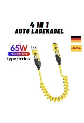 4 in 1 Schnellladekabel USB C A-C Kabel für iPhone Samsung Handy Auto Ladekabel