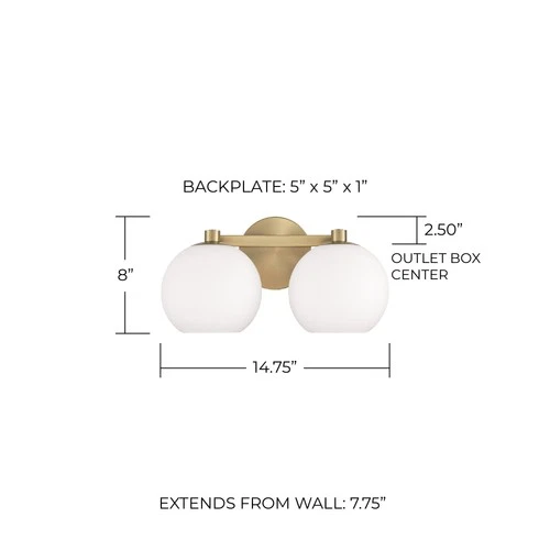 Capital Lighting 152121-548 Ansley 2 Light 15"W Vanity Light - Brass - Picture 4 of 10
