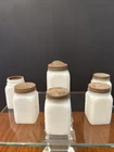Vintage 6 White Milk Glass Sunburst Shell  Sugar Salt & Pepper Spice Shaker Set