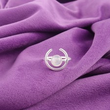 Round Rainbow Moonstone Stone 925 Sterling Silver Trendy Band Ring Size All Size