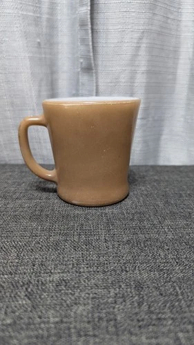 Vintage Fire King Anchor Hocking Brown Milk Glass Mug Cup D Handle Preowned USA