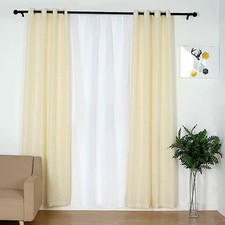 2 IVORY 52"x96" FAUX LINEN CURTAINS Chrome Grommets - Home Events Decorations
