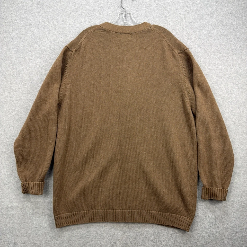 LL Bean Suéter Para Hombres XXL* Cárdigan Marrón Algodón Abotonado Grandpacore Cuello en V Y2K Foto 3 de 4