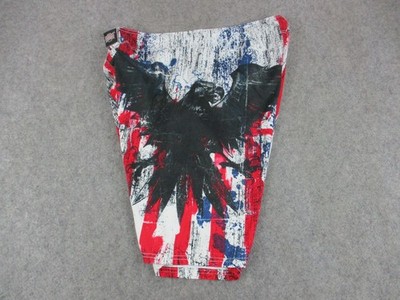 MMA Elite Board Shorts Men Large Red White Patriotic Striped USA Flag Eagle Swim