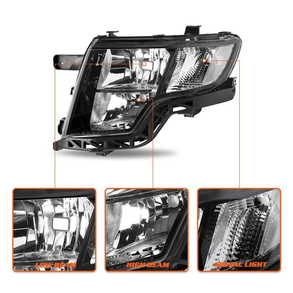 For 2007-2010 Ford Edge Black Headlights Headlamps Pair Left+Right(For:2010Edge) - Image 3 of 4