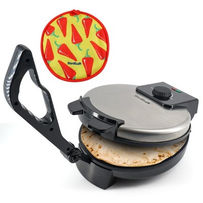 10'' Roti Maker with Free Warmer, Removable Handle - Automatic Non-Stick Machine