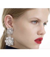 NWOT Self-Portrait Silver EncrustedTiered Earrings