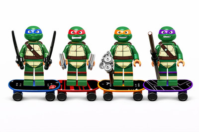 TMNT Ninja Turtles Minifigures Skateboards Leonardo Raphael Mikey Donatello