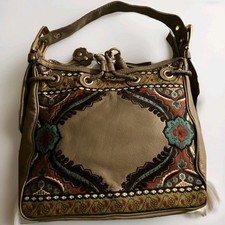Tan Isabella Fiore Boho Embroiled Bag. Immaculate.