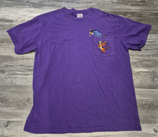 VTG Y2K The Disney Store Winnie the Pooh T-Shirt XL Embroidered Pocket Purple