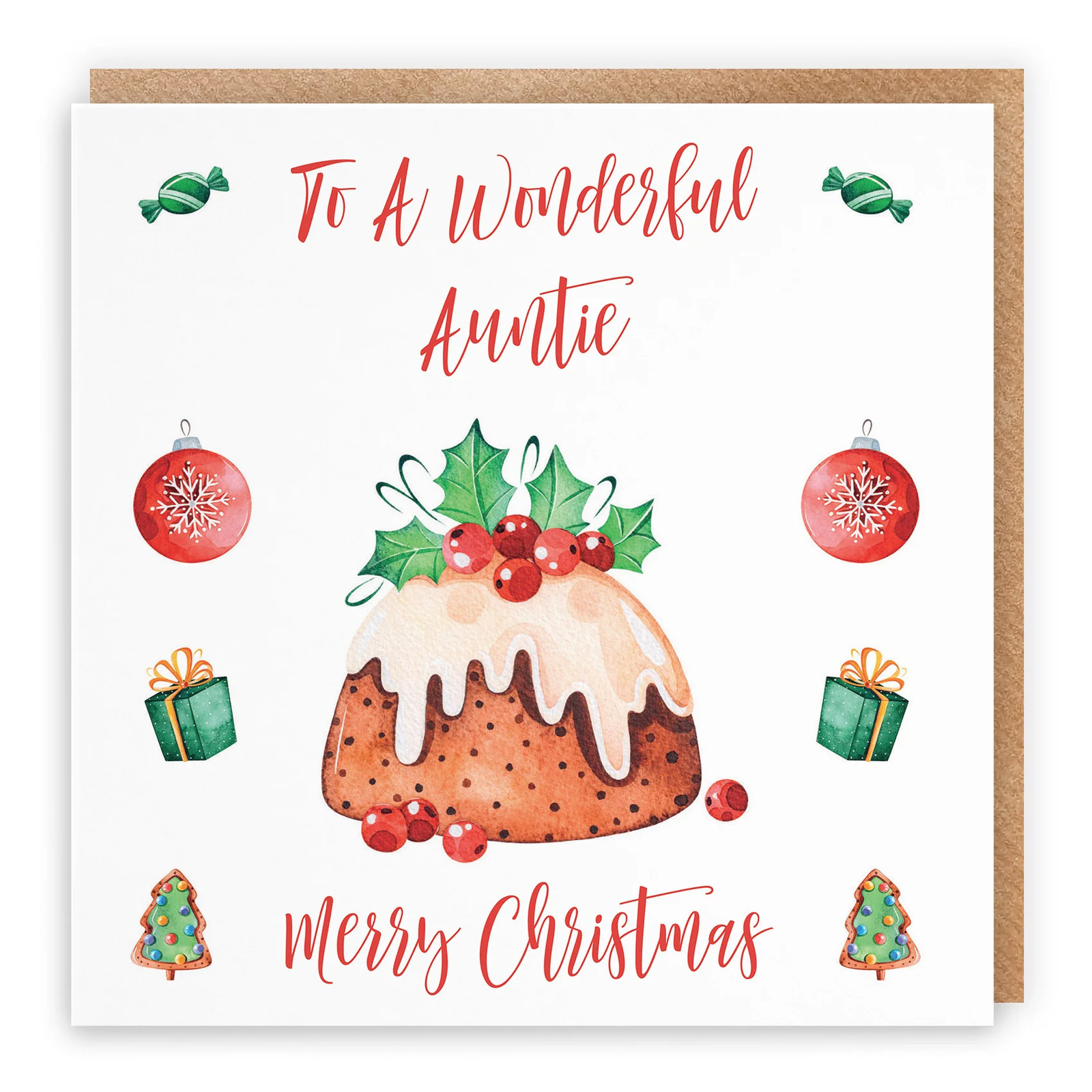 Auntie Card Christmas Pudding