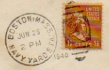 Massachusetts Navy Yard Sta. Boston 1940 numeral duplex  1922-1953  Philatelic.