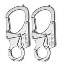 Ahiller 3" Carabiner Keychain Clip, Rugged Alloy Double Lock 3", Silver-2P