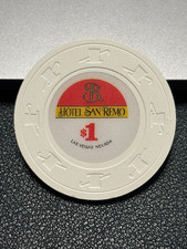 (SUPER SHARP) $1 HOTEL SAN REMO CASINO CHIP POKER CHIP LAS VEGAS NEVADA