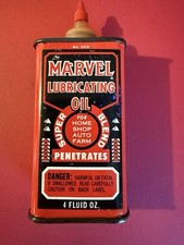 Vintage Marvel Lubrication Oil 4 Ounce 34 Full Tin