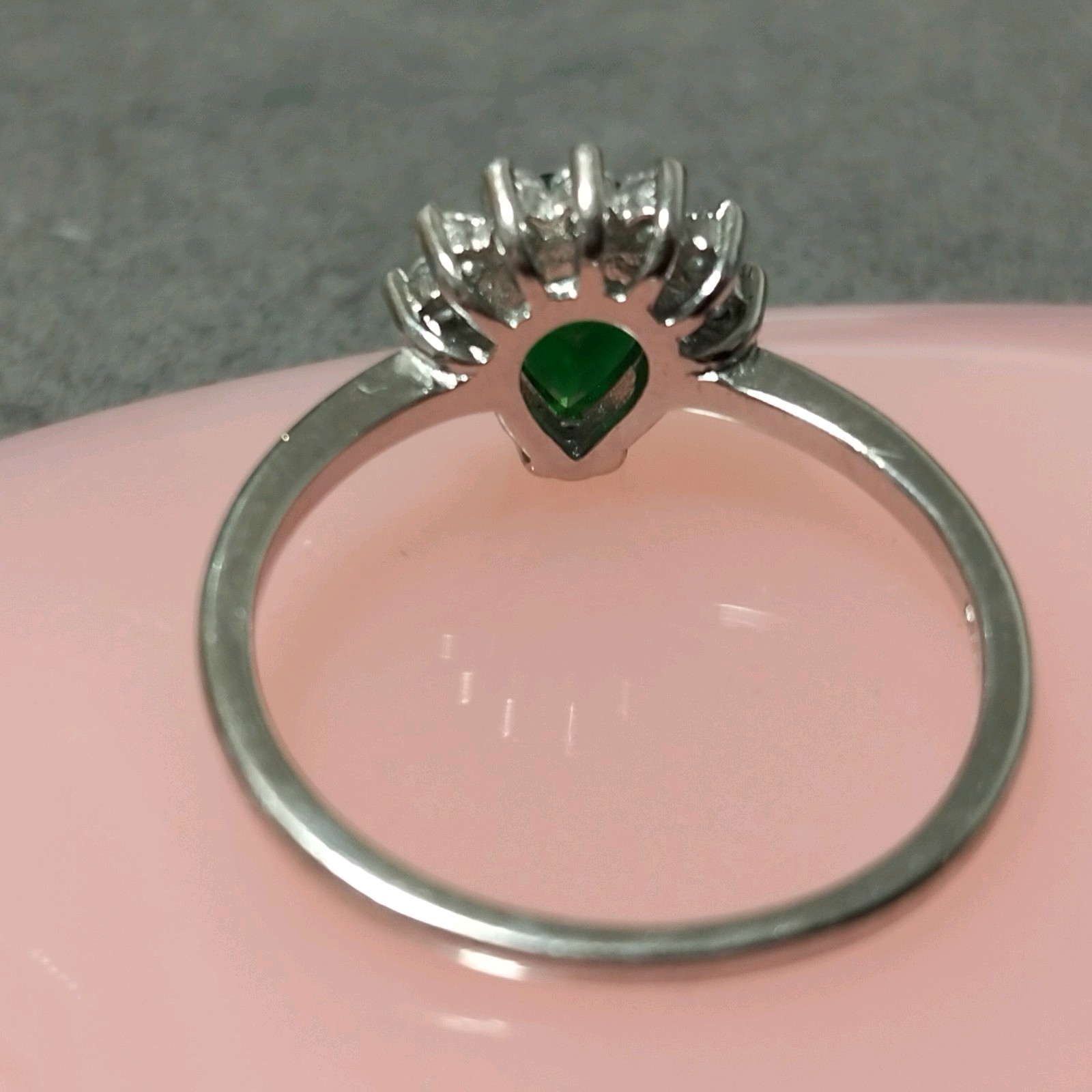 Solid 925 Sterling Silver Pear Green Emerald & Si… - image 8
