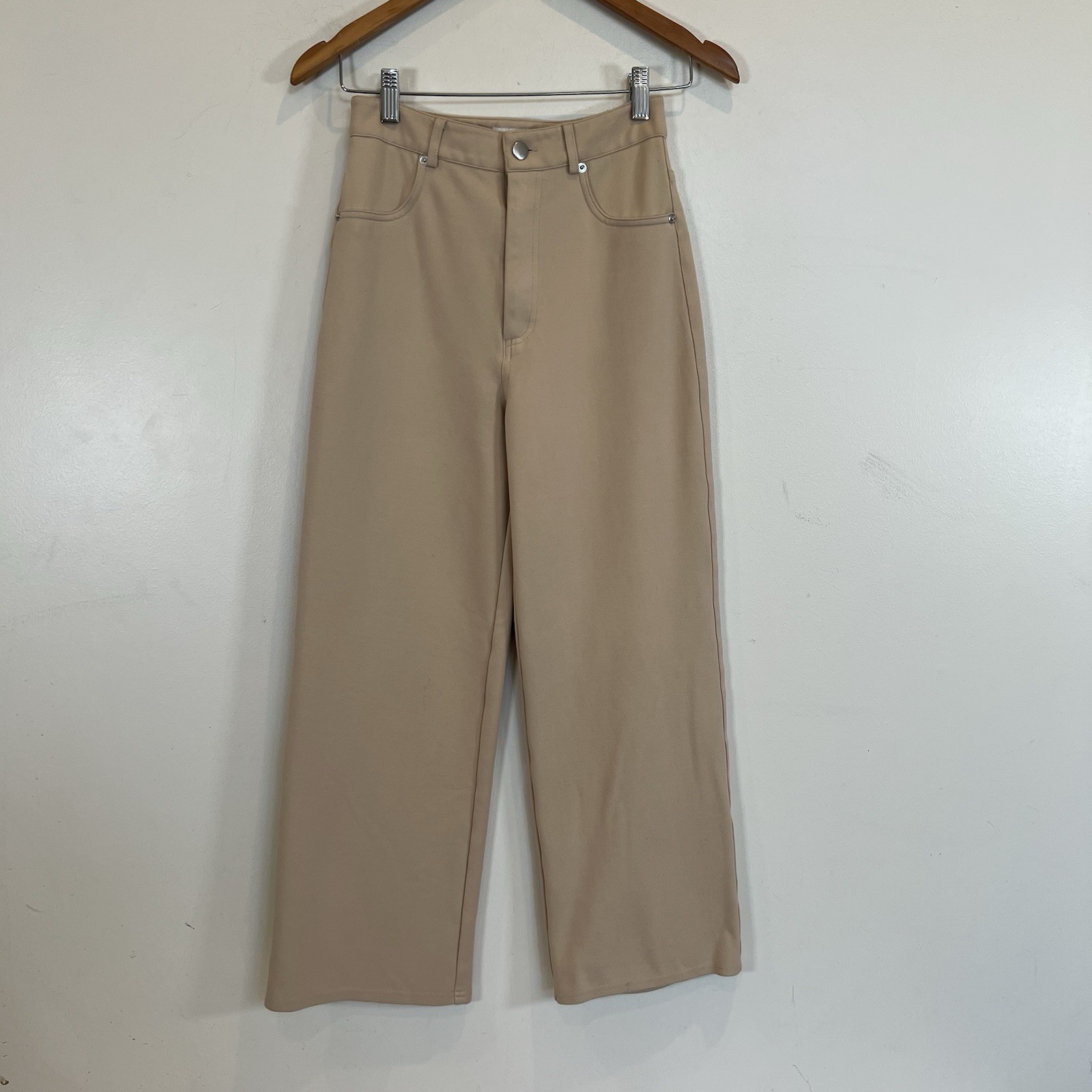 Gianni Bini High Rise Wide Leg Tan Rayon Blend Dress Pants with Pockets Size 2