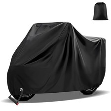 Motorcycle Cover with Lock-Holes, Waterproof Outdoor Motorbike Cover with black