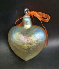 4 Iridescent Art Glass Heart Ornament - Handm...