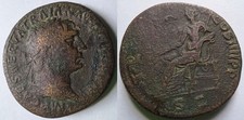 Trajan AD 101-102 Roman Sestertius Pax Seated RIC 432 Ancient Bronze Coin