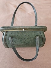 LOEWE auth. Green antique OSTRICH BAG 24…