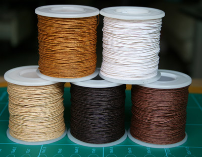 Handwork 0.75mm circular process 200M natural waxed hemp line sewing leather