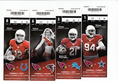 2013 ARIZONA CARDINALS SEASON TICKET STUB SET 10 TICKETS LARRY ...