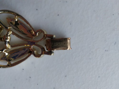 Vintage 7" Sarah Coventry Bracelet Goldtone Beige - Picture 4 of 4