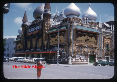 Mitchell SD street scene Corn Palace cars parking meter 1958 Kodachrome slide