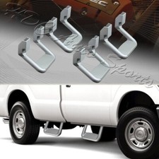 4 X Universal Truck Silver Texture Coated Die-cast Aluminum Trunk Side Step Bar