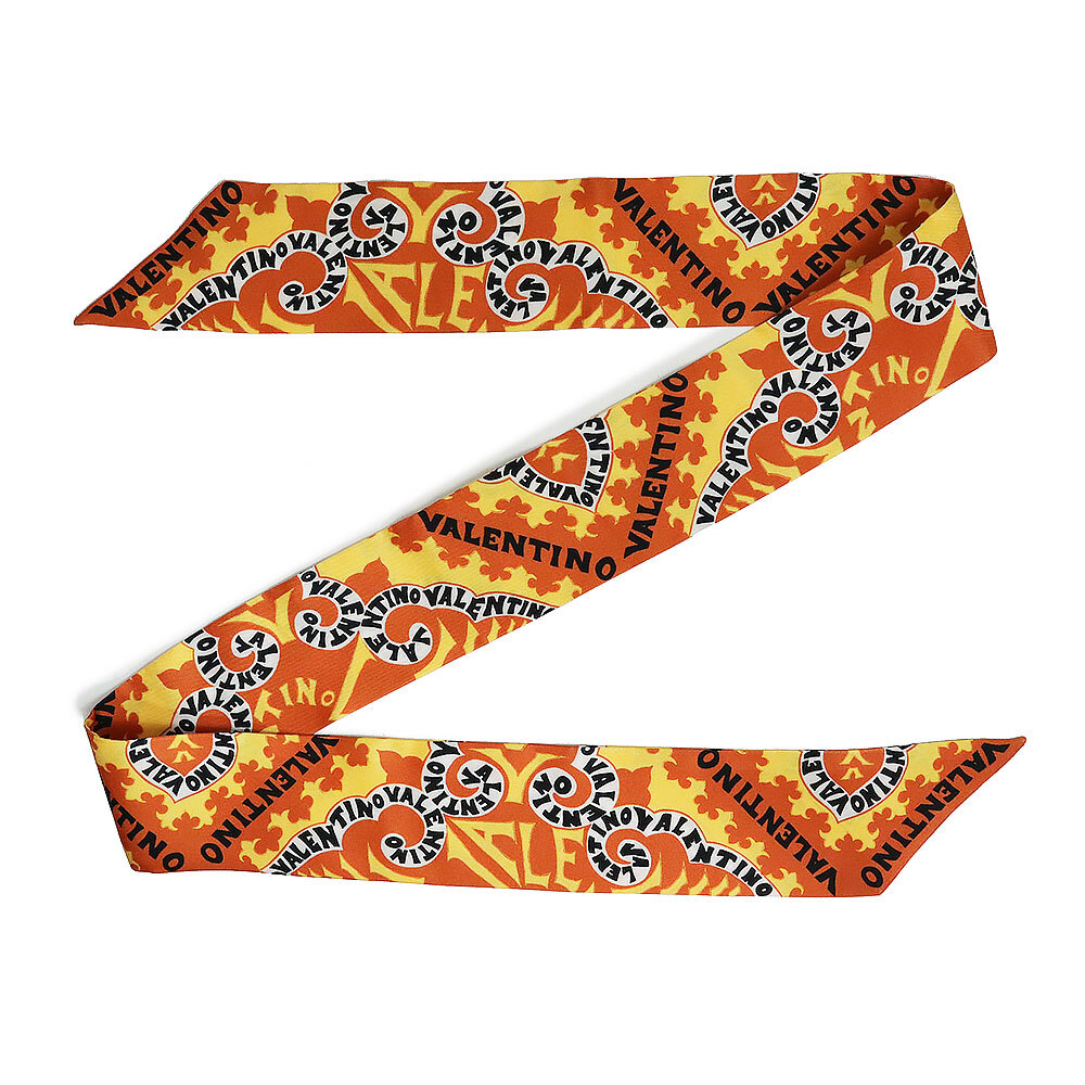 Valentino Garavani Logo Bandeau Scarf 100% Silk, Orange