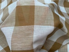 100 Linen Gingham Checked Fabric Plaid Material Buffalo LIGHT BROWN 150cm wide