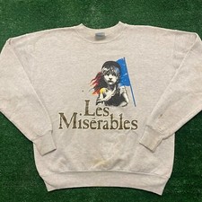 Vintage 1990s Les Miserables Logo Movie Punk Baggy Gray Crewneck Sweatshirt