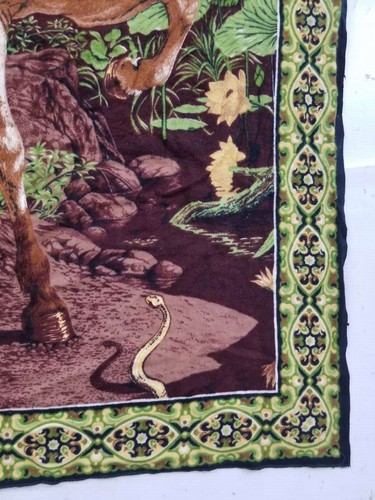 Vintage French Horse Scene Wall Hanging Tapestry Panel 125x83cm