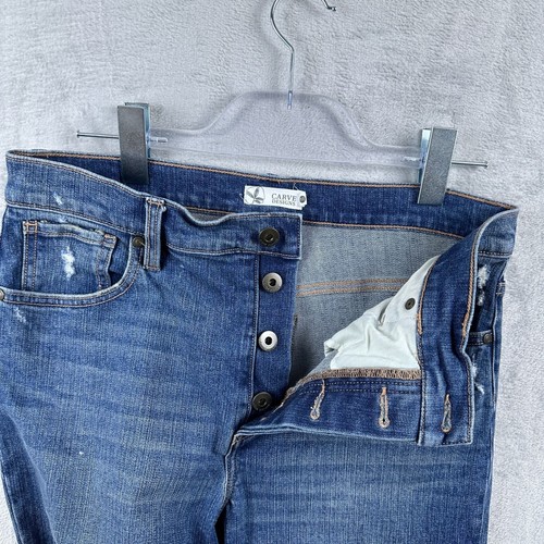 Carve Designs Straight Leg Jeans Distressed Button Fly Womens Blue Size 10 - Imagen 4 de 11