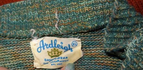 Maglione sportivo vintage ARDLEIGH XL verde ruggine rosso blu hipster - Foto 4 di 4