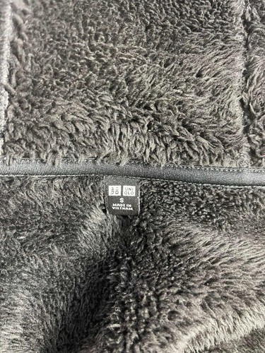 Women’s Uniqlo Parka Black & White Fleece Hooded Fur Sherpa Hood Size Small S - Picture 6 of 6