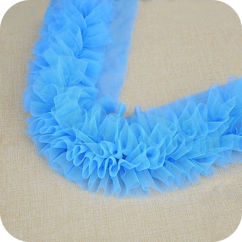 Ruffle Pleated Mesh Edging Fabric Lace Trim Frill Skirt Wedding Dress DIY Sewing - Image 3 of 4