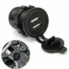 Car Cigarette Lighter Socket DC12V Dual USB Charger Power Adapter Outlet Black