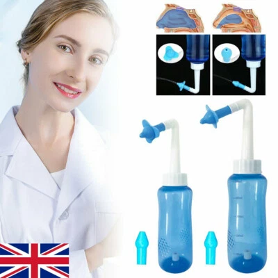 500/300ML Nasal Flush Kit Neti Pot Sinus Rinse Nose Wash Bottle Irrigator Saline