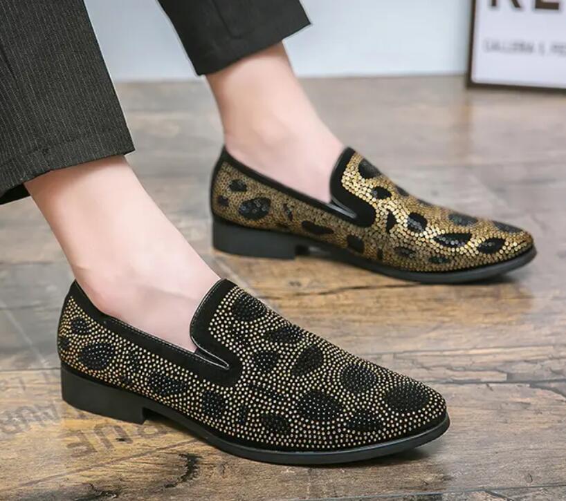 SAOLA Mocassini da uomo strass oro punta punta abito Oxford scarpe da festa